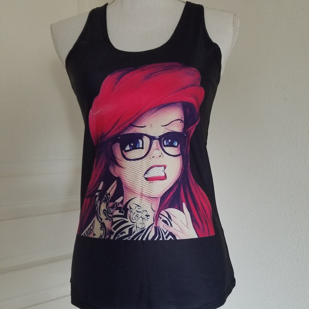 Tattooed mermaid tank top